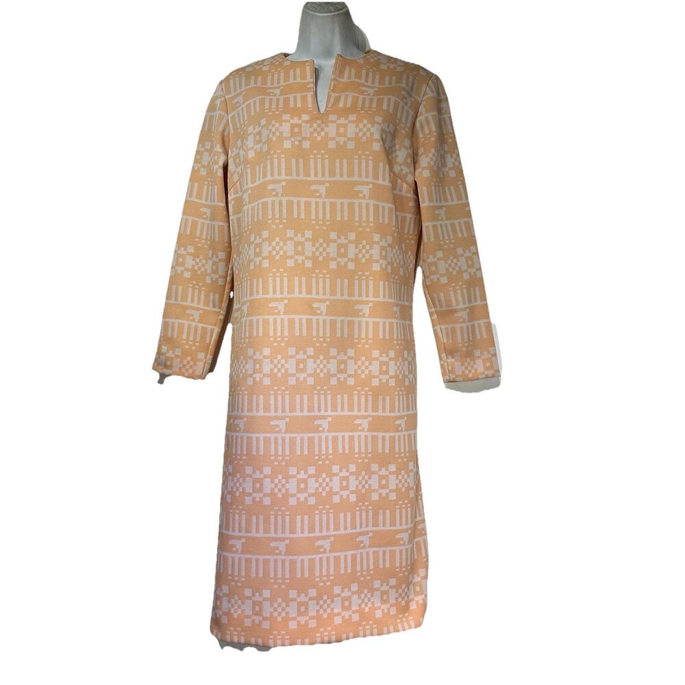 vintage bleeker street 60s Union made orange geometric dress Size 14